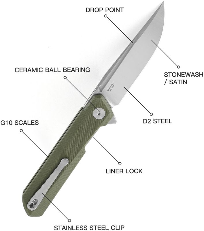 BESTECH Zatvárací nôž DUNDEE LinerLock - green (BMK01B)