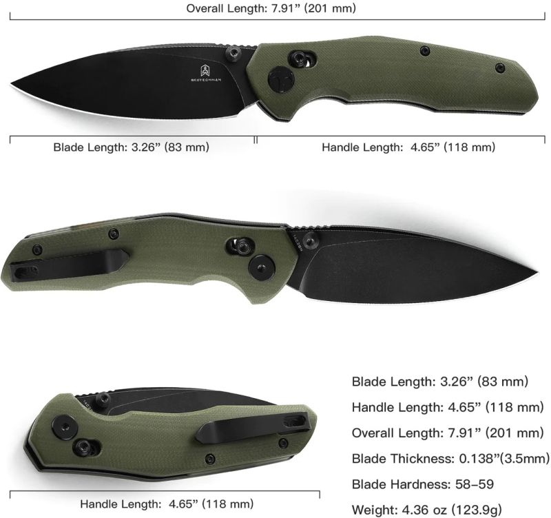 BESTECH Zatvárací nôž RONAN BarLock Black titanized SW - OD green (BMK02G)