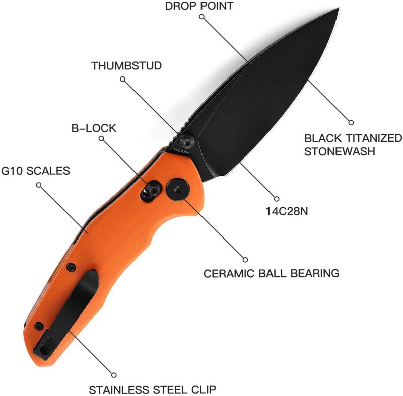 BESTECH Zatvárací nôž RONAN BarLock Black titanized SW - orange (BMK02H)