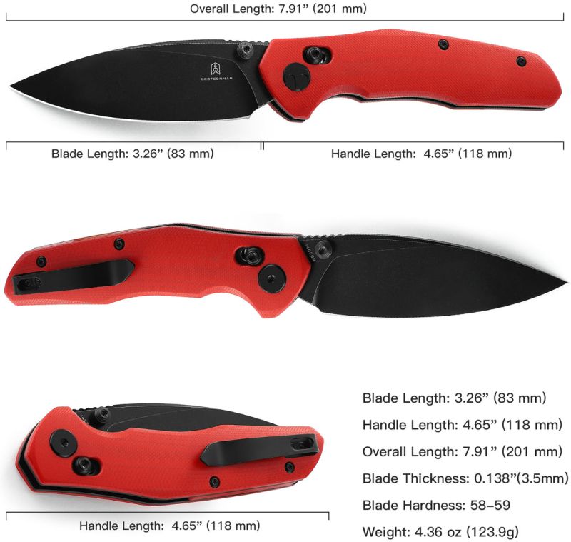 BESTECH Zatvárací nôž RONAN BarLock Black titanized SW - red (BMK02J)