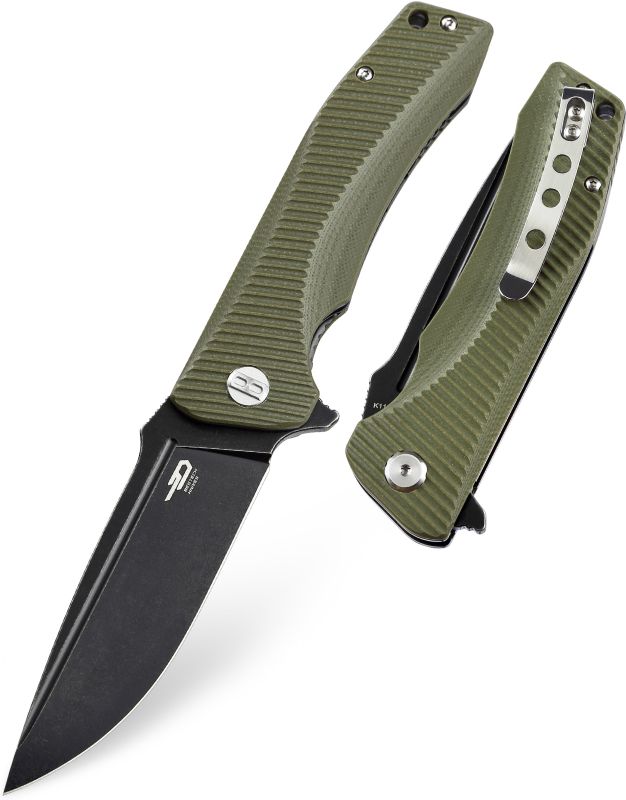 BESTECH Zatvárací nôž MAKO LinerLock Black titanized SW - green (BG27D)