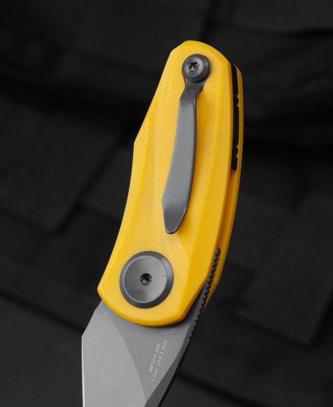 BESTECH Zatvárací nôž TULIP LinerLock Grey titanized - yellow (BG38F)