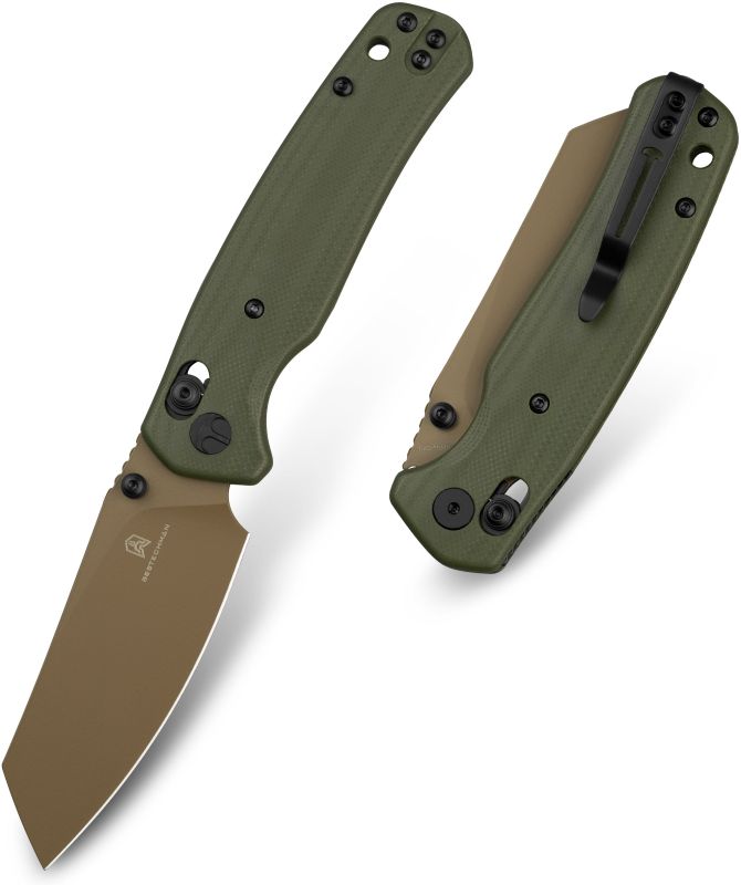 BESTECH Zatvárací nôž CICADA'S WING BarLock Gold - OD green (BMK06C)