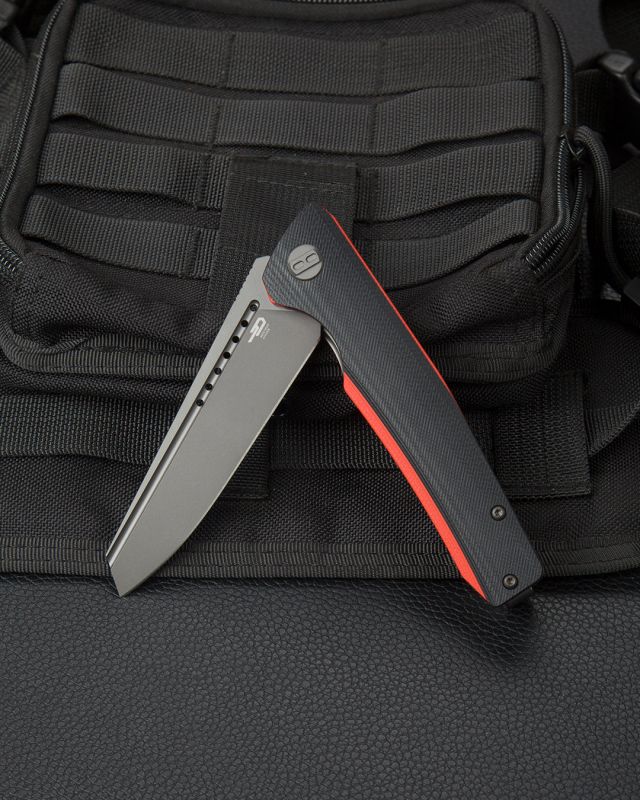 BESTECH Zatvárací nôž SLYTHER LinerLock Grey PVD - black / red (BG51C)