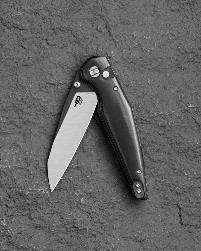 BESTECH Zatvárací nôž SNAKEBIRD ButtonLock Partial Black PVD - black (BG58B)