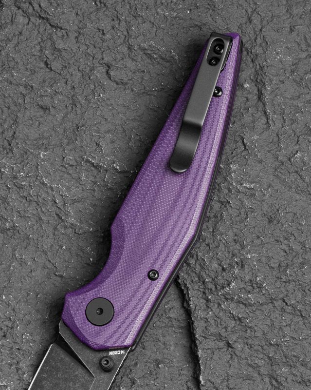 BESTECH Zatvárací nôž SNAKEBIRD ButtonLock Black SW - purple (BG58E)