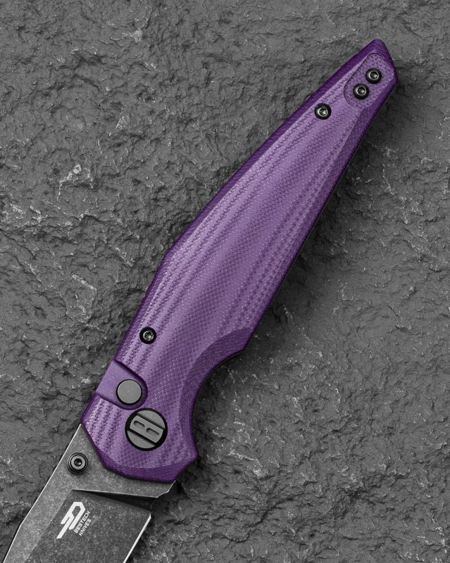 BESTECH Zatvárací nôž SNAKEBIRD ButtonLock Black SW - purple (BG58E)