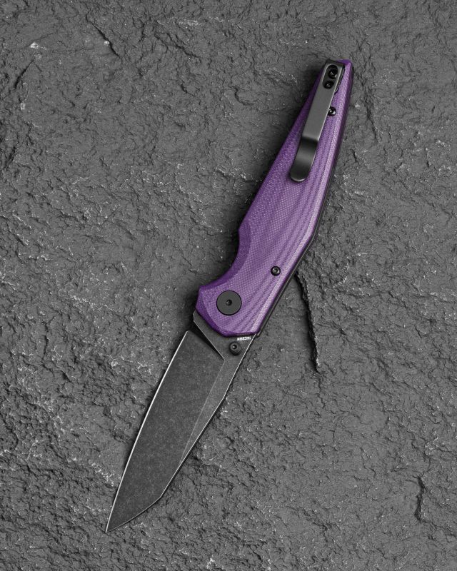 BESTECH Zatvárací nôž SNAKEBIRD ButtonLock Black SW - purple (BG58E)