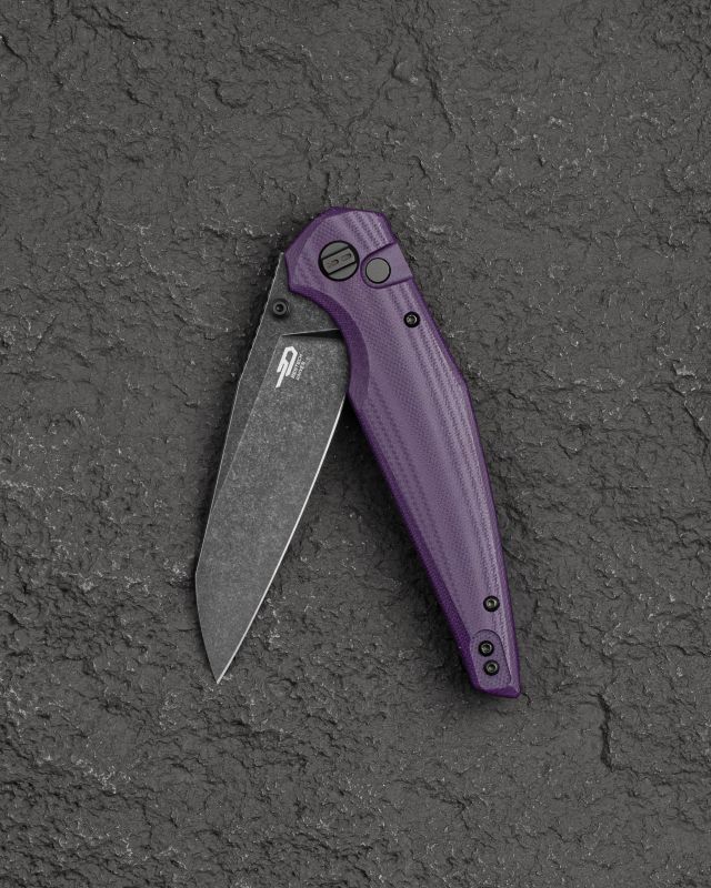 BESTECH Zatvárací nôž SNAKEBIRD ButtonLock Black SW - purple (BG58E)