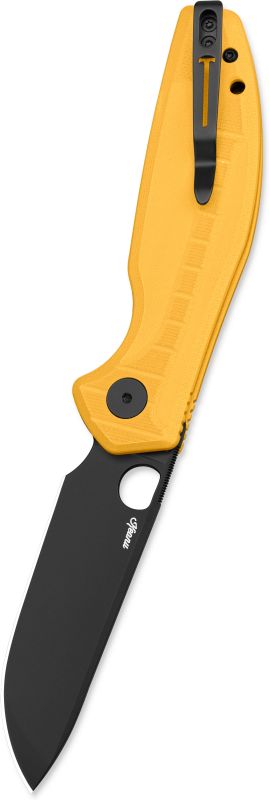BESTECH Zatvárací nôž ANGRY OWL ButtonLinerLock Black PVD - yellow (BMK12A-2)