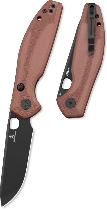 BESTECH Zatvárací nôž ANGRY OWL ButtonLinerLock Black PVD - brown (BMK12D-2)