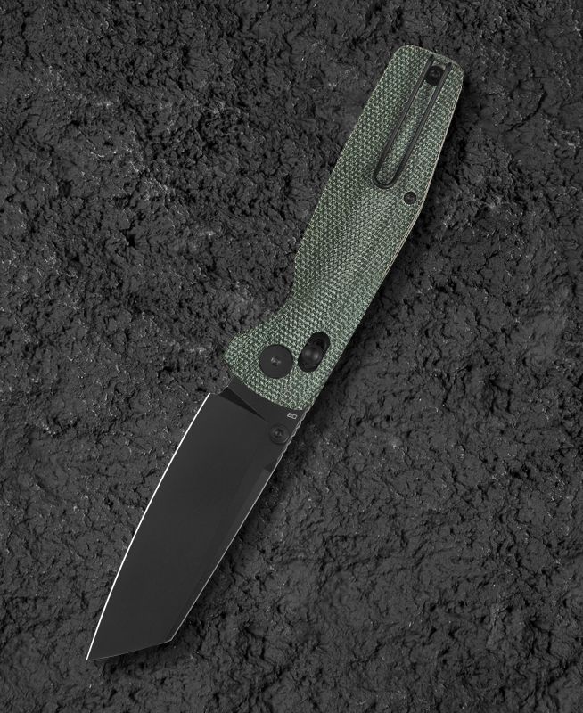 BESTECH Zatvárací nôž SLASHER BarLock Black SW - green micarta (BG56B-2)