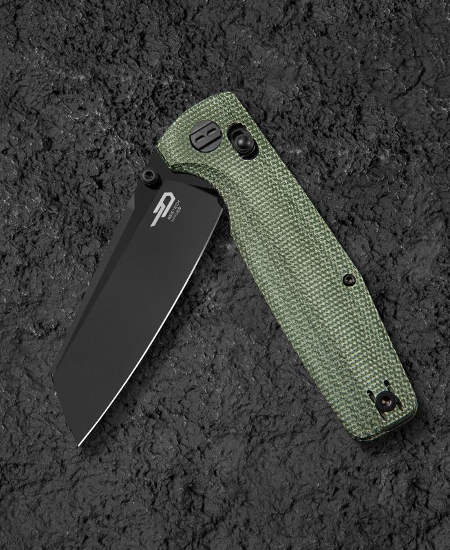 BESTECH Zatvárací nôž SLASHER BarLock Black SW - green micarta (BG56B-2)