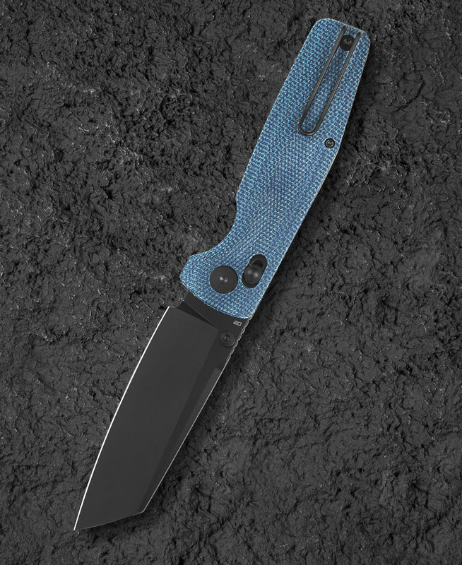 BESTECH Zatvárací nôž SLASHER BarLock Black SW - blue micarta (BG56C-2)