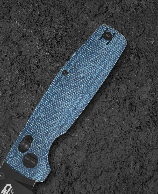 BESTECH Zatvárací nôž SLASHER BarLock Black SW - blue micarta (BG56C-2)