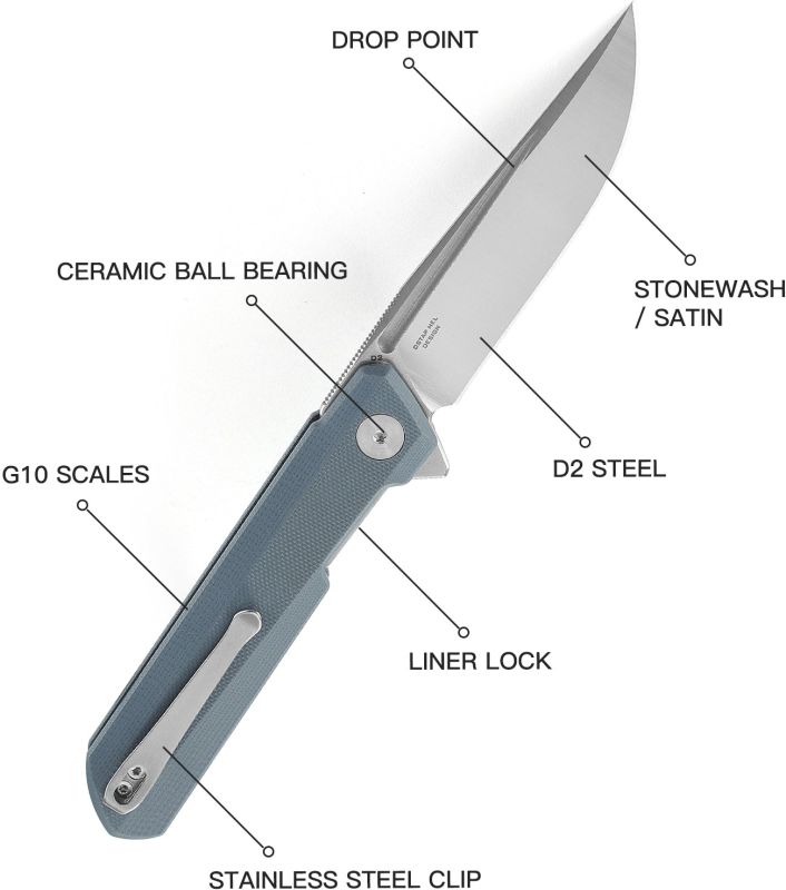 BESTECH Zatvárací nôž DUNDEE LinerLock - grey (BMK01C)