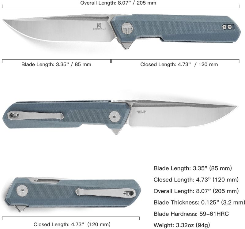 BESTECH Zatvárací nôž DUNDEE LinerLock - grey (BMK01C)