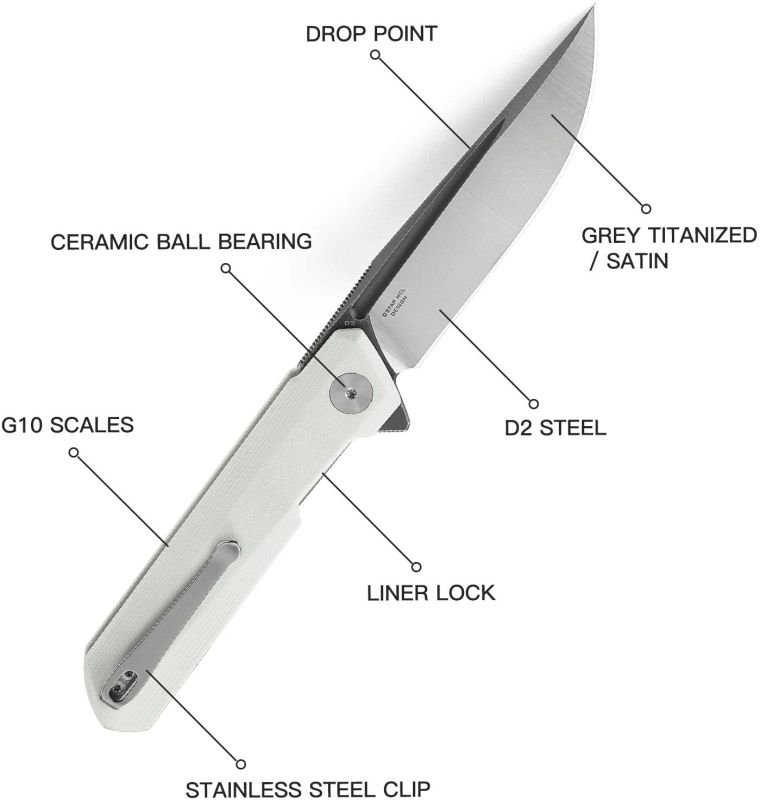 BESTECH Zatvárací nôž DUNDEE LinerLock - white (BMK01G)