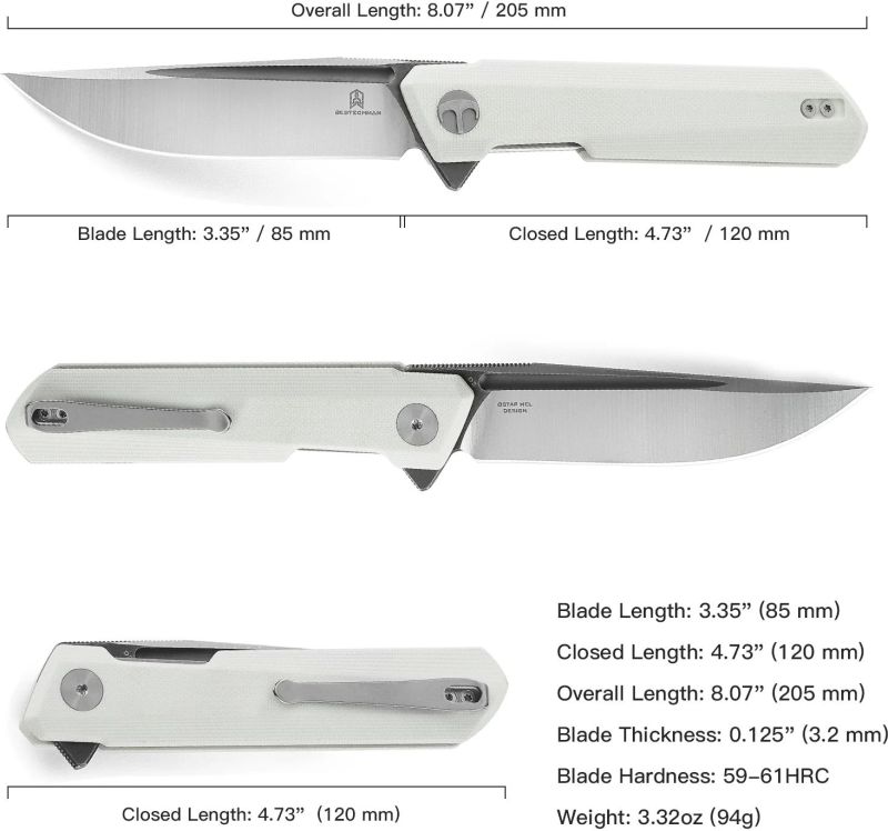 BESTECH Zatvárací nôž DUNDEE LinerLock - white (BMK01G)