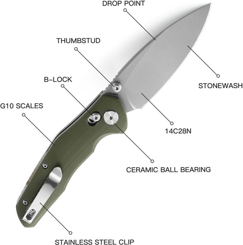 BESTECH Zatvárací nôž RONAN BarLock - OD green (BMK02E)