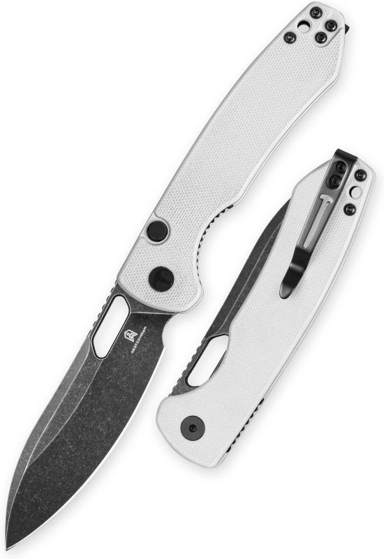 BESTECH Zatvárací nôž FIREBIRD ButtonLinerLock Black PVD - white (BMK05E)