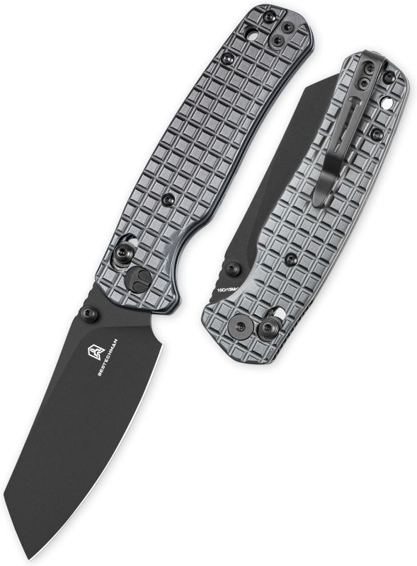 BESTECH Zatvárací nôž CICADA'S WING BarLock Black PVD - Grey PVD (BMK06-S-2)