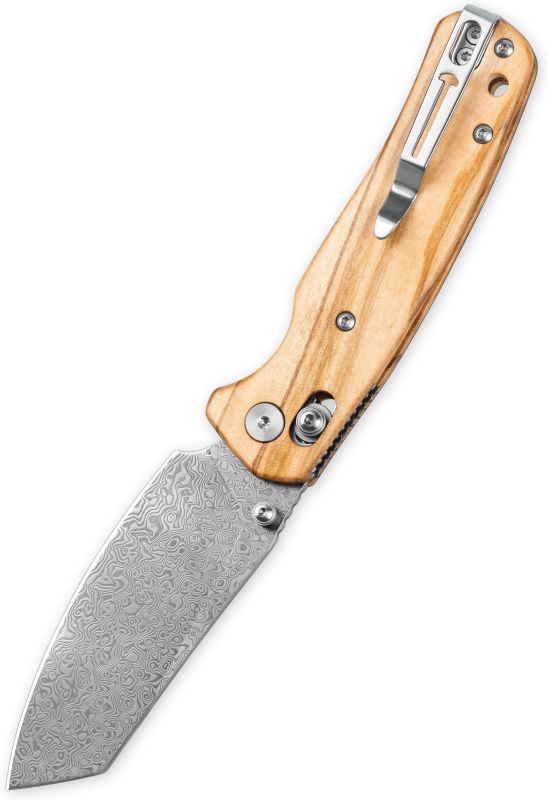 BESTECH Zatvárací nôž CICADA'S WING BarLock Damascus - olivewood (BMK06-W-2)