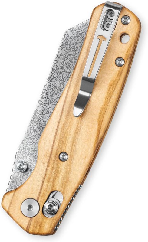 BESTECH Zatvárací nôž CICADA'S WING BarLock Damascus - olivewood (BMK06-W-2)