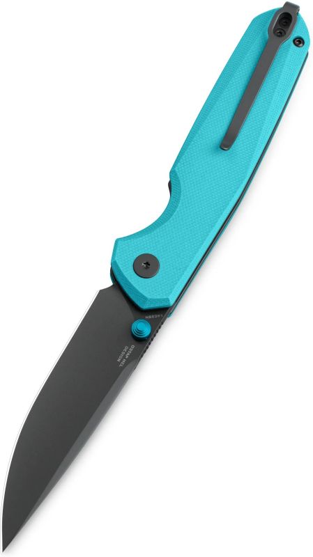 BESTECH Zatvárací nôž VELIX ButtonLock Grey PVD - light blue (BMK07D)