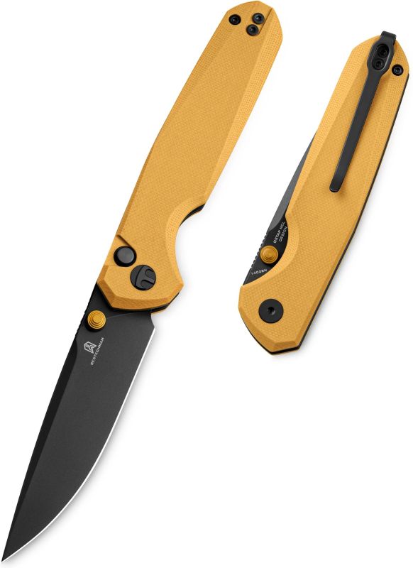 BESTECH Zatvárací nôž VELIX ButtonLock Black PVD - yellow (BMK07E)