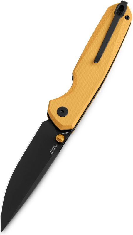 BESTECH Zatvárací nôž VELIX ButtonLock Black PVD - yellow (BMK07E)