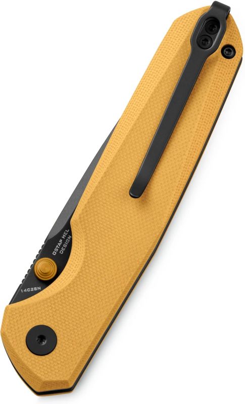 BESTECH Zatvárací nôž VELIX ButtonLock Black PVD - yellow (BMK07E)