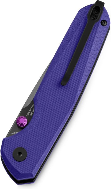 BESTECH Zatvárací nôž VELIX ButtonLock Black PVD - purple (BMK07F)
