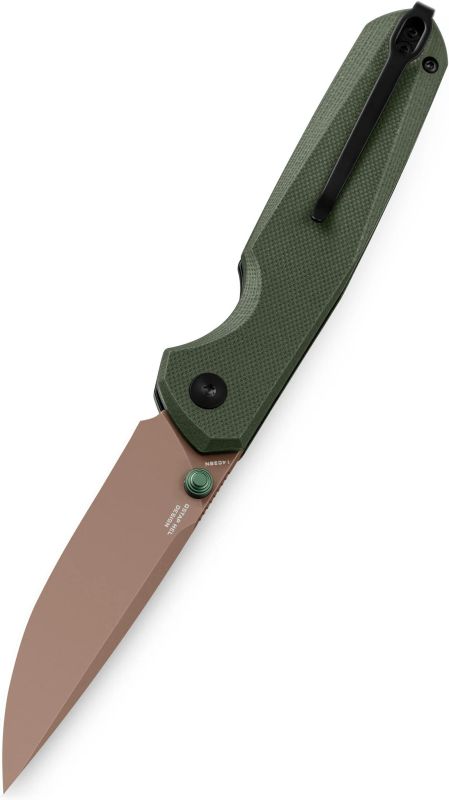 BESTECH Zatvárací nôž VELIX ButtonLock Gold Painted - OD green (BMK07G)