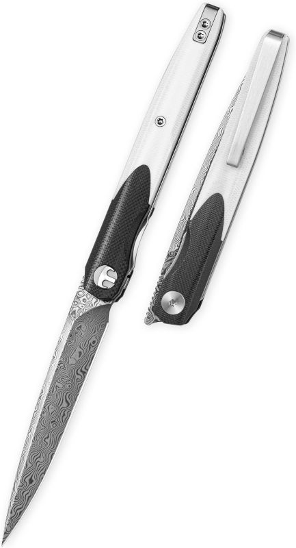 BESTECH Zatvárací nôž LANZA LinerLock Damascus - black / white (BMK14-D-1)