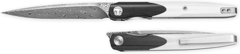 BESTECH Zatvárací nôž LANZA LinerLock Damascus - black / white (BMK14-D-1)