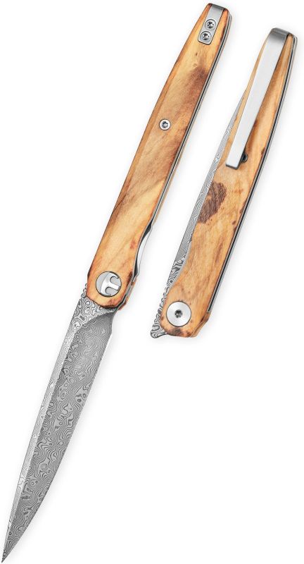 BESTECH Zatvárací nôž LANZA LinerLock Damascus - olivewood (BMK14-D-4)