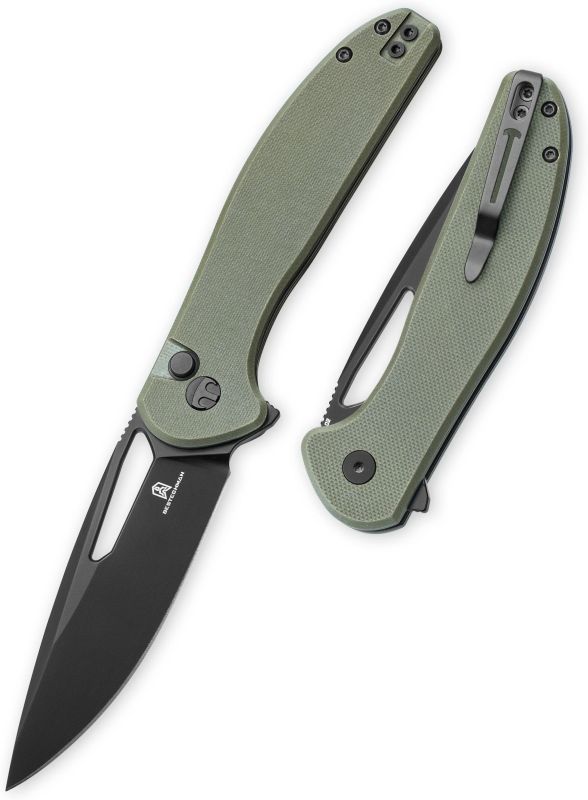 BESTECH Zatvárací nôž WHALEFIN ButtonLock Black PVD - OD green (BMK18D)