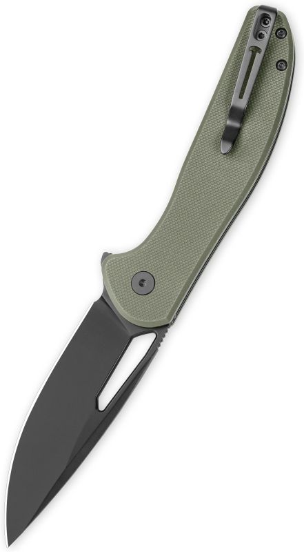 BESTECH Zatvárací nôž WHALEFIN ButtonLock Black PVD - OD green (BMK18D)