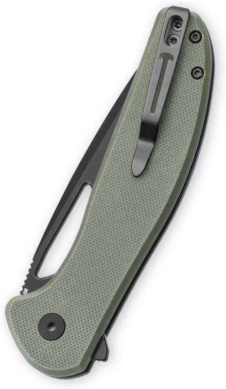 BESTECH Zatvárací nôž WHALEFIN ButtonLock Black PVD - OD green (BMK18D)