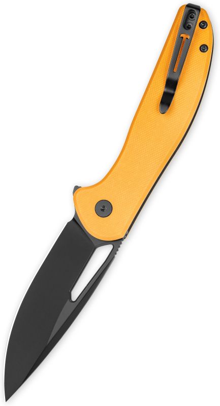 BESTECH Zatvárací nôž WHALEFIN ButtonLock Black PVD - yellow (BMK18E)