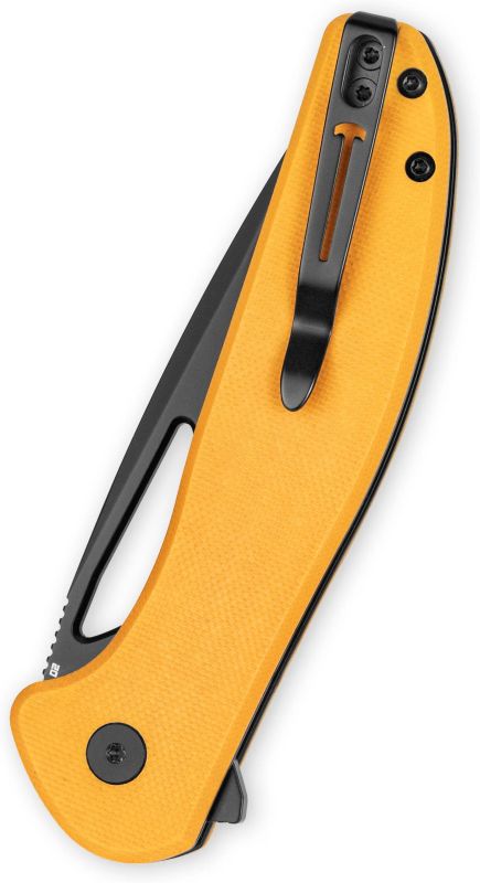 BESTECH Zatvárací nôž WHALEFIN ButtonLock Black PVD - yellow (BMK18E)