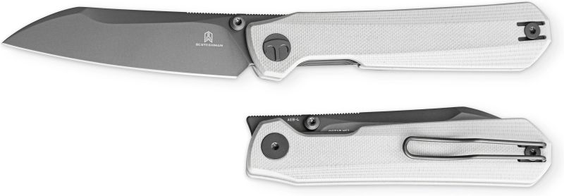 BESTECH Zatvárací nôž CURVEE LinerLock Grey PVD - white (BMK20D)