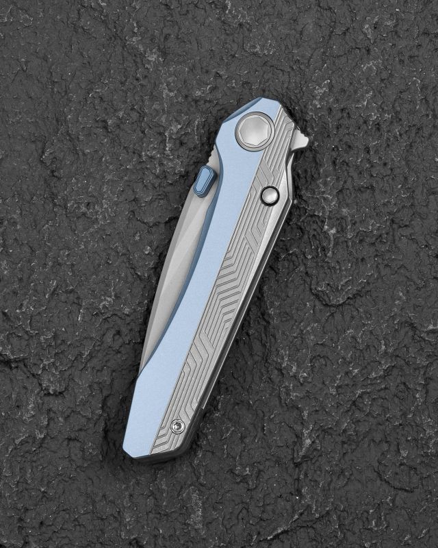 BESTECH Zatvárací nôž WET NELLIE ButtonFrameLock - bead blasted blue (BT2505A)