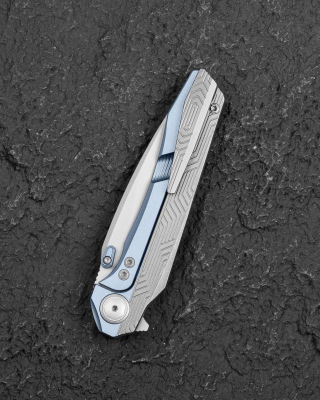 BESTECH Zatvárací nôž WET NELLIE ButtonFrameLock - bead blasted blue (BT2505A)