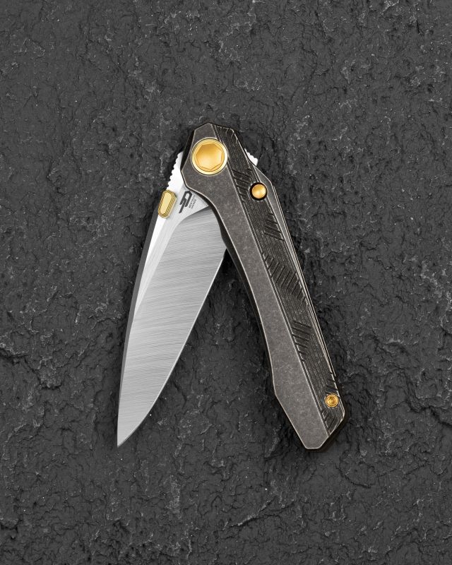BESTECH Zatvárací nôž WET NELLIE ButtonFrameLock - black bronze SW (BT2505C)