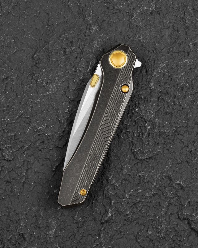 BESTECH Zatvárací nôž WET NELLIE ButtonFrameLock - black bronze SW (BT2505C)