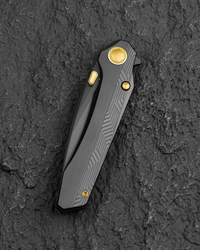 BESTECH Zatvárací nôž WET NELLIE ButtonFrameLock DLC - bead blasted DLC (BT2505G)