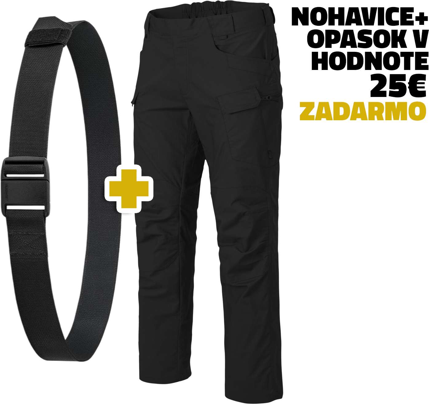 HELIKON Dlhé nohavice UTP PolyCotton Stretch RipStop + opasok EDC Magnetic belt - black (SP-UTL-SP-01)