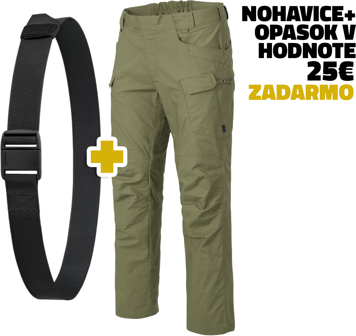 HELIKON Dlhé nohavice UTP PolyCotton Stretch RipStop + opasok EDC Magnetic belt  - olive green (SP-UTL-SP-02)